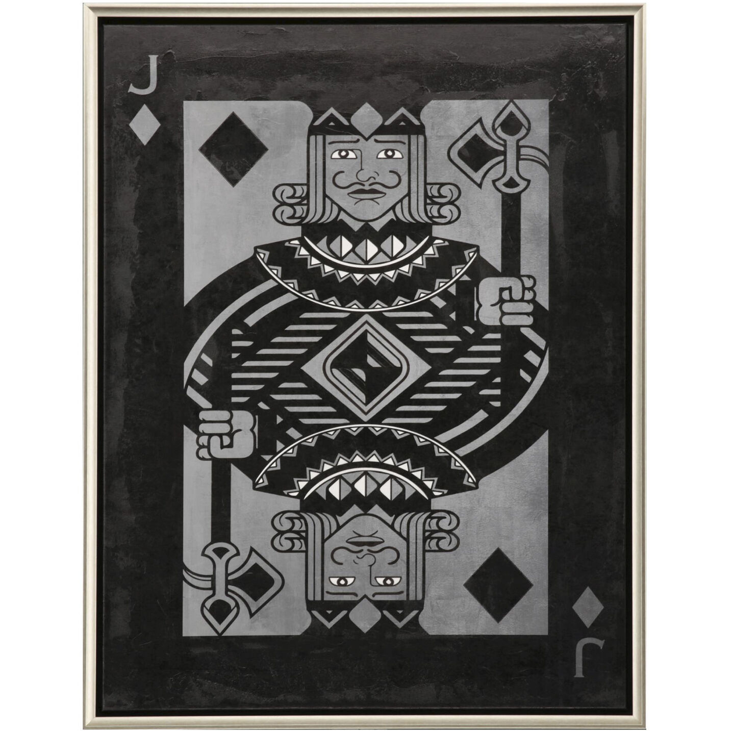 Ace Jack King Queen Black and Metallic and White Canvas