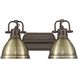 Yep Duncan Vanity Wall Light in Rubbed Bronze, Aged Brass