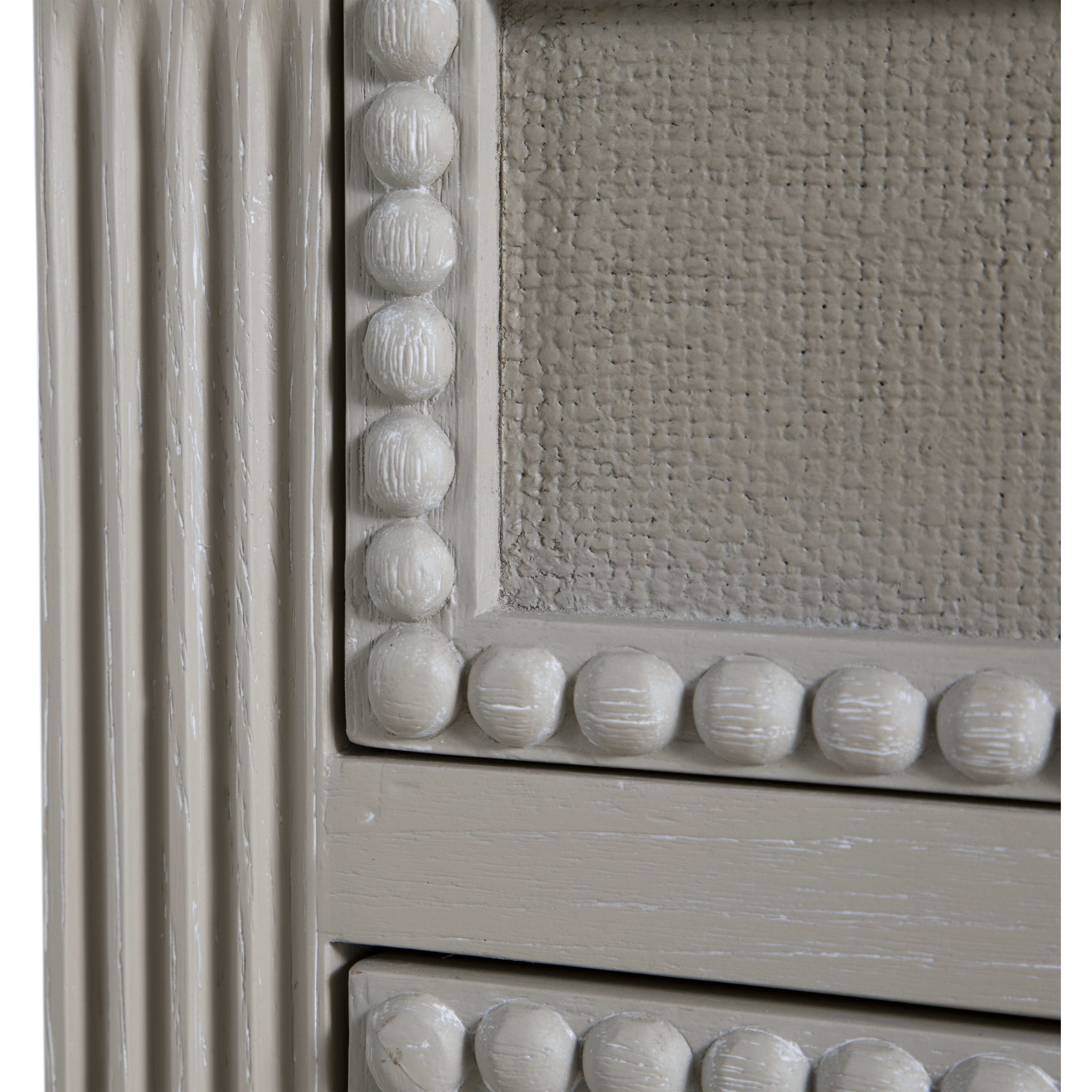 Caroline 30.5 X 30 inch Cerused White and Painted Burlap with Antique Bronze Nightstand