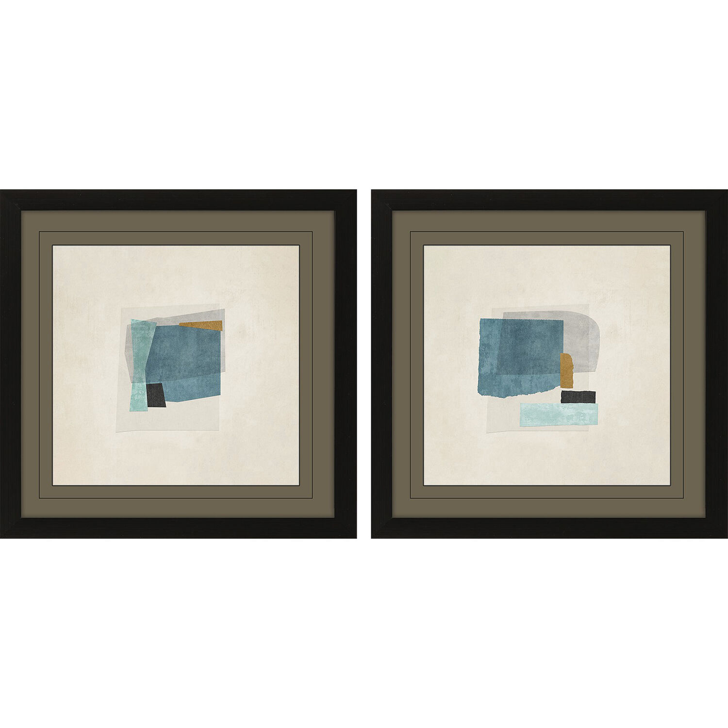Abstract Turquoise and Teal and Green Framed Art, Propac