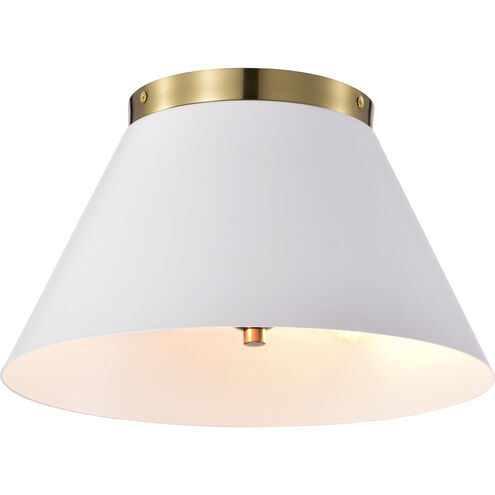 Dover 2 Light 14 inch White/Vintage Brass Flush Ceiling Light