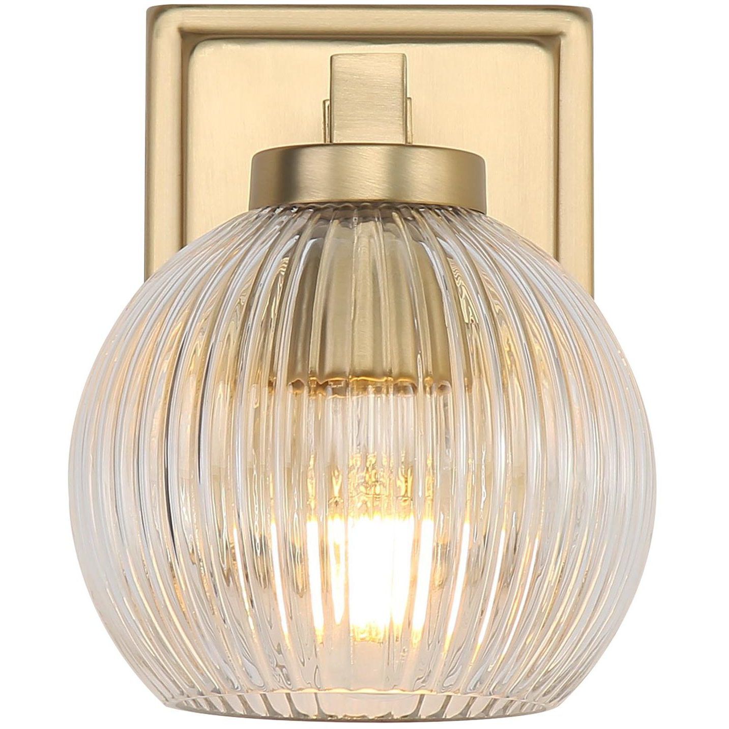 Yep Elliott Vanity Wall Light in Brushed Champagne Brass, Ribbed
