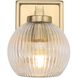 Yep Elliott Vanity Wall Light in Brushed Champagne Brass, Ribbed