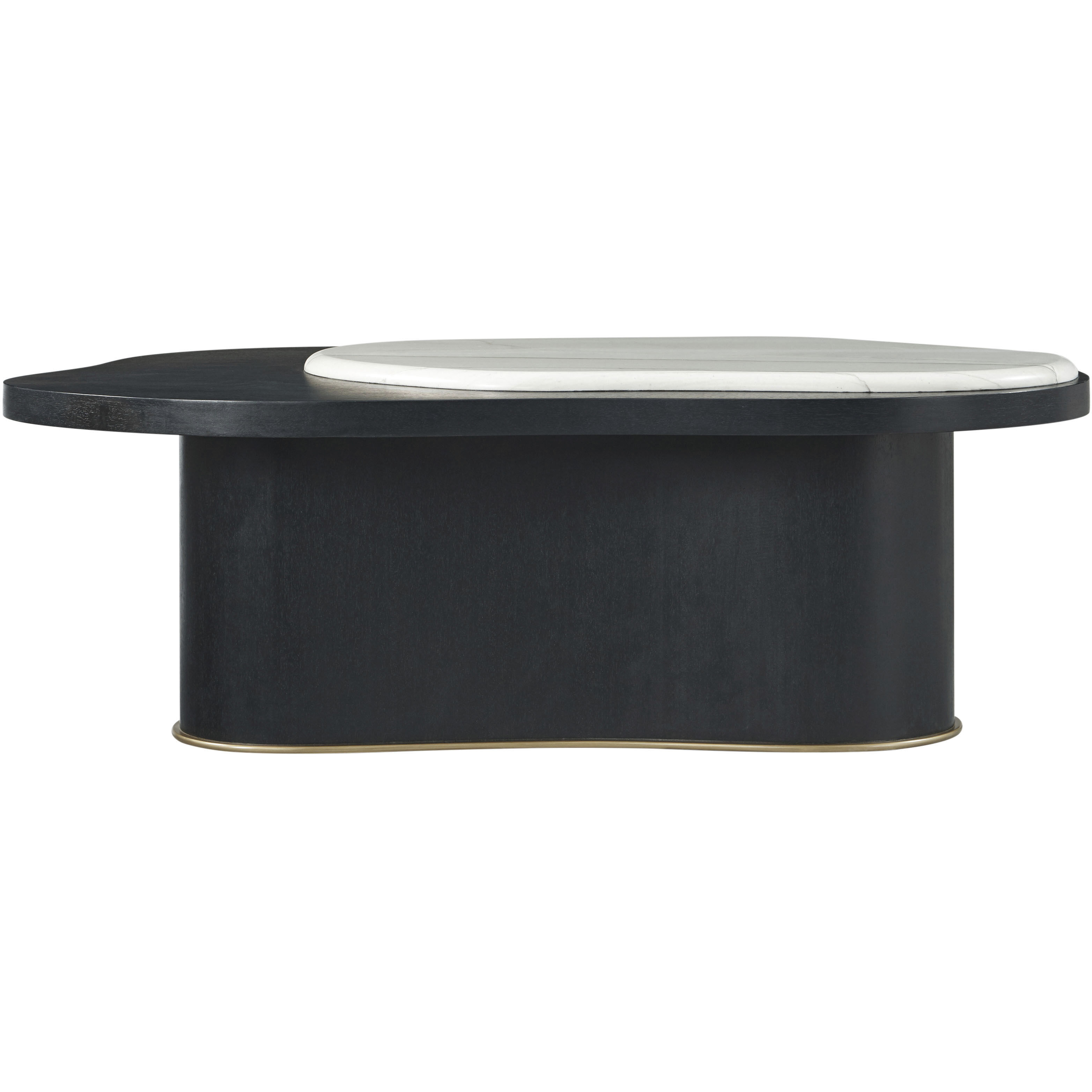 Amorphous 50.25 X 30.75 inch Cocktail Table, Wooden with Marble Top