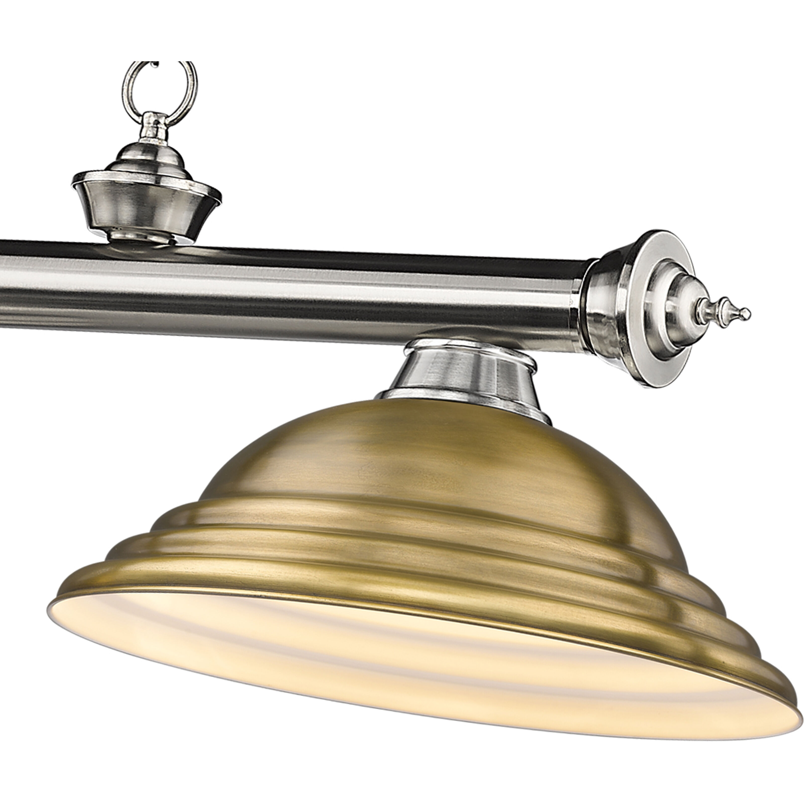 Cordon 3 Light 58 inch Brushed Nickel Billiard Ceiling Light in Rubbed Brass Metal