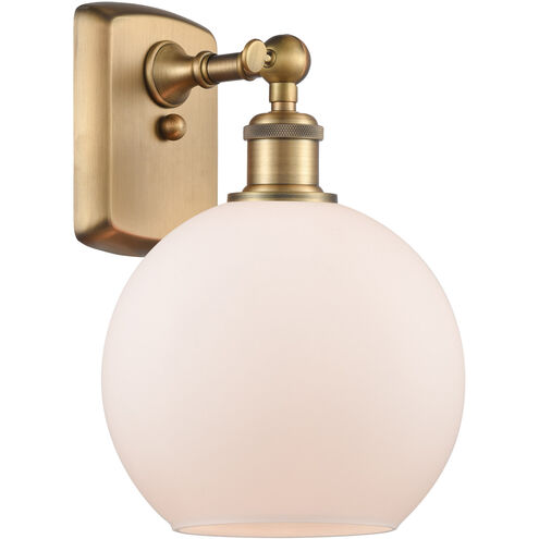 Ballston Athens LED 8 inch Brushed Brass Sconce Wall Light in Matte White Glass, Ballston