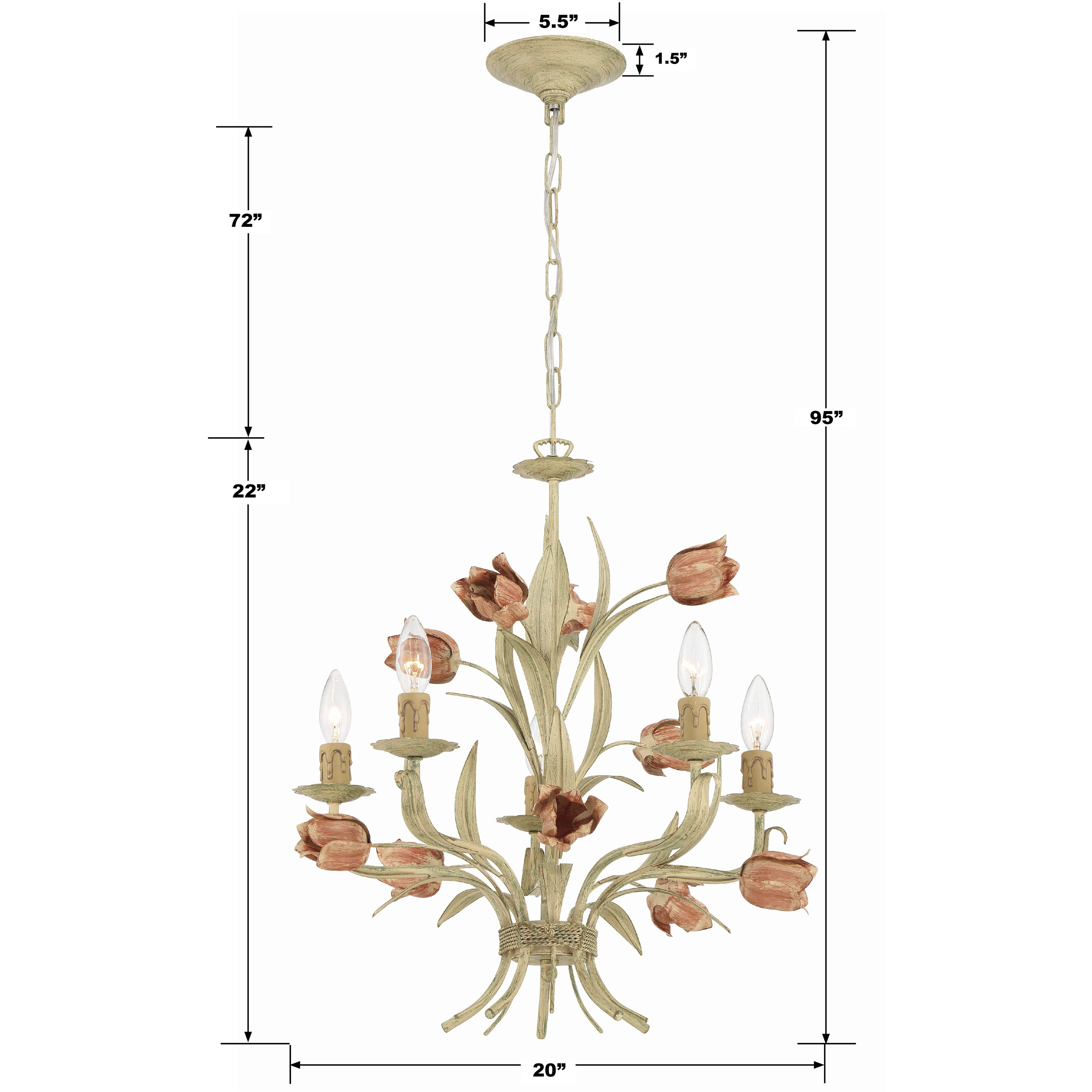 Southport 5 Light 20 inch Sage Rose Chandelier Ceiling Light