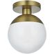 Eclipse 1 Light 8 inch Satin Gold Flush Mount Ceiling Light