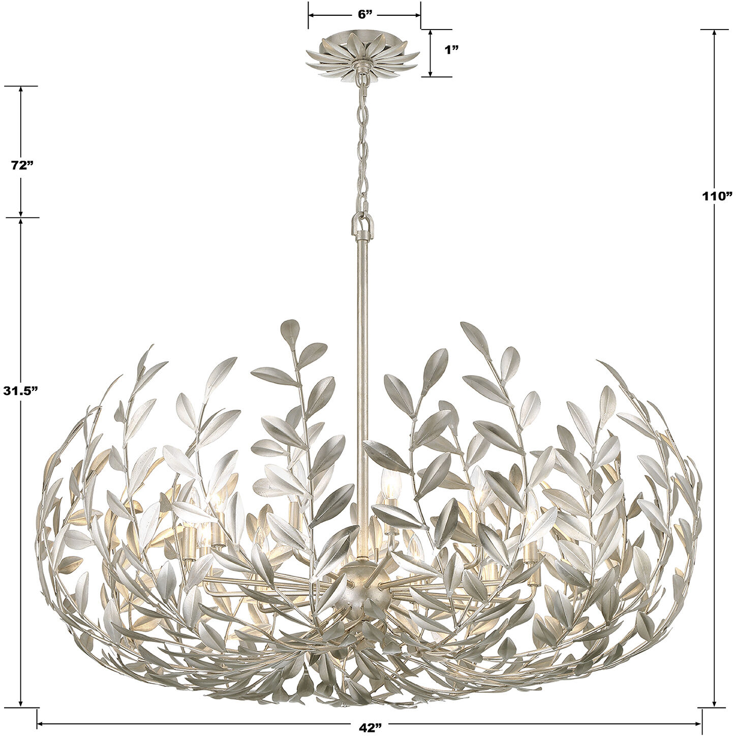 Broche 12 Light 42 inch Antique Silver Chandelier Ceiling Light