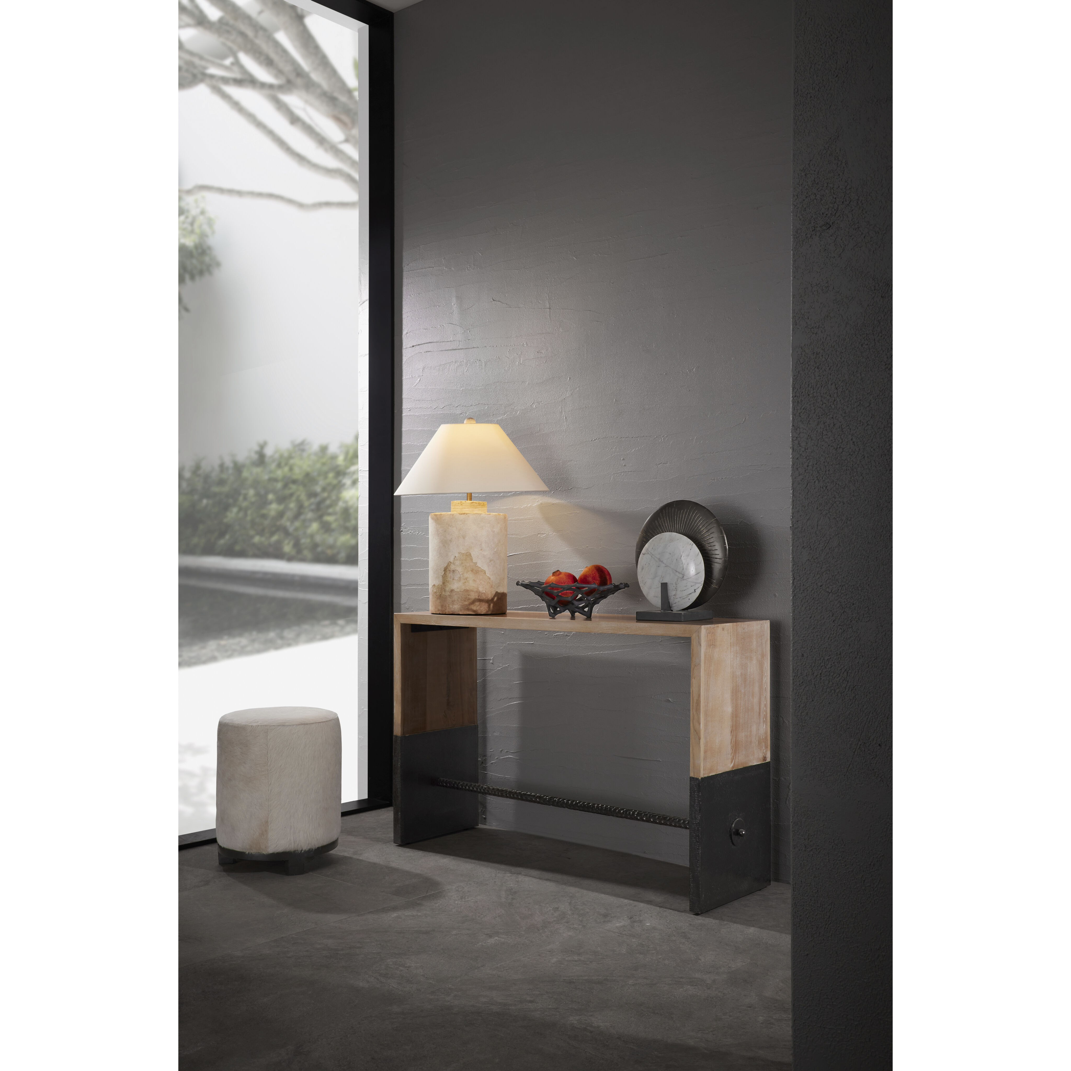 Wimberley 19 inch White and Black Ottoman