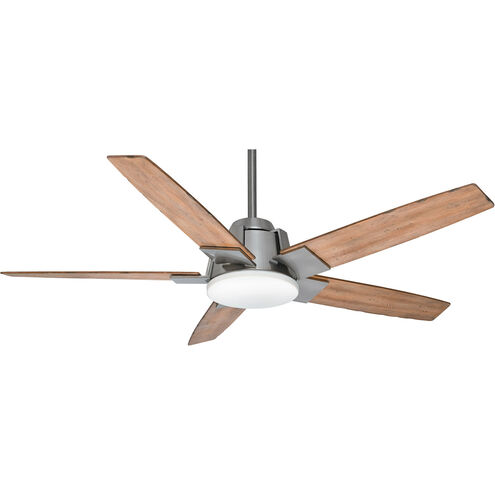 Zudio 56 inch Brushed Nickel with White Washed Distressed Oak, White Washed Oak Blades Ceiling Fan