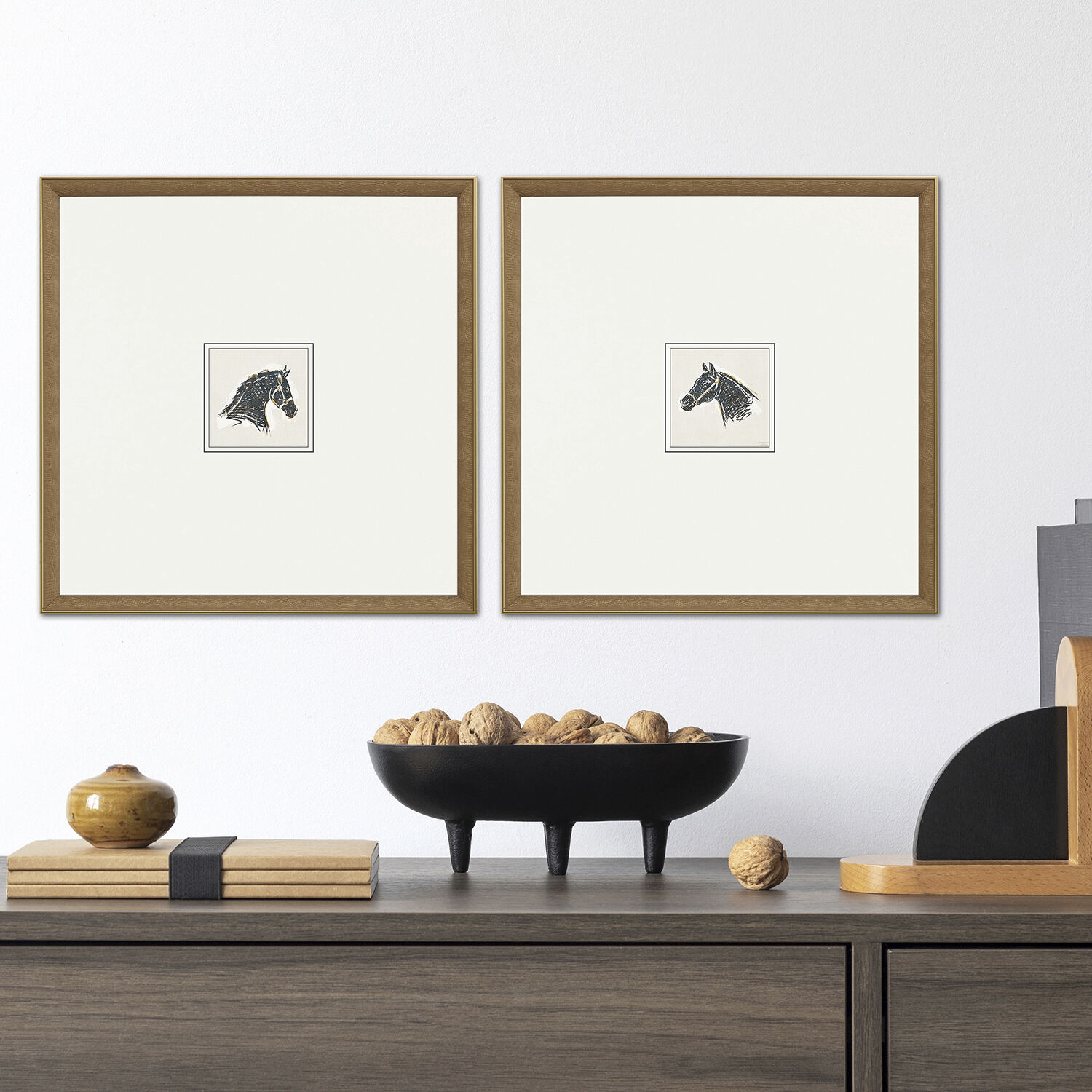 Animals Black and Beige and White Framed Art