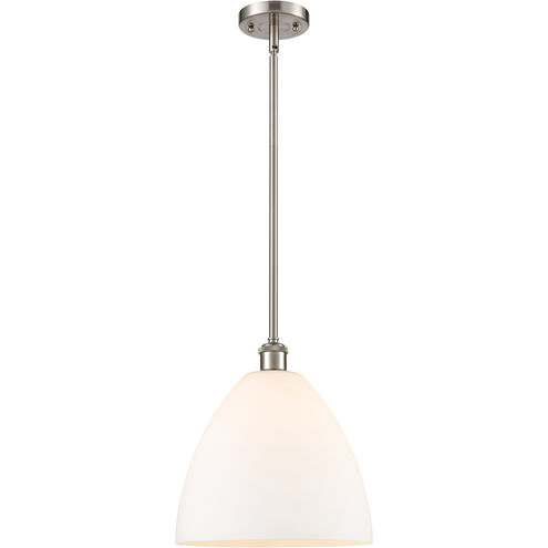 Ballston Dome LED 12 inch Brushed Satin Nickel Mini Pendant Ceiling Light in Matte White Glass