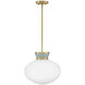 Lucy 1 Light 15 inch Lacquered Brass with Seafoam Pendant Ceiling Light