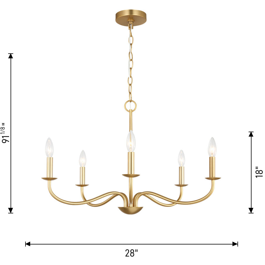 Abells 5 Light 28 inch Satin Brass Chandelier Ceiling Light