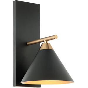Bliss 1 Light 7.88 inch Aged Gold Brass and Matte Black Wall Sconce Wall Light