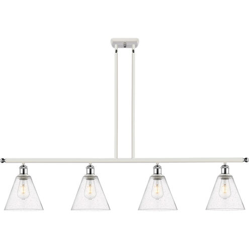 Ballston Ballston Cone 4 Light 48 inch White and Polished Chrome Island Light Ceiling Light in Seedy Glass