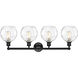 Athens Water Glass 4 Light 35 inch Matte Black Bath Vanity Light Wall Light in Clear Glass