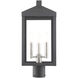 Nyack 3 Light 20 inch Black with Brushed Nickel Cluster Outdoor Post Top Lantern