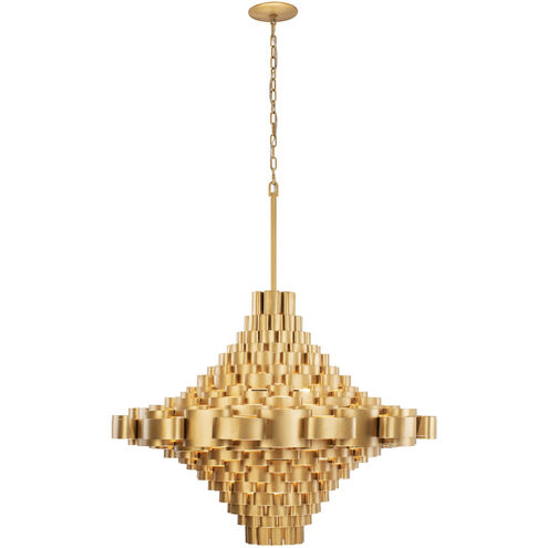 Totally Tubular 17 Light 41 inch Antique Gold and Carbon Black Foyer Pendant Ceiling Light