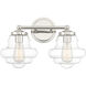 Vintage 2 Light 16.5 inch Polished Nickel Bathroom Vanity Light Wall Light