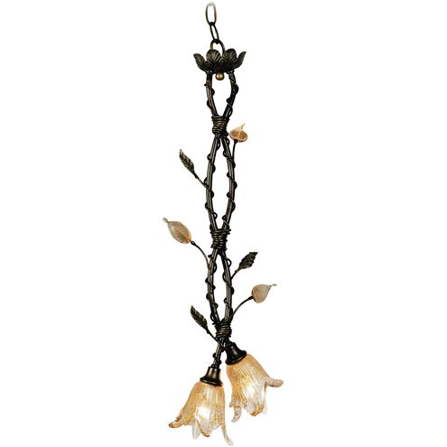 Chantilly 2 Light 7 inch Dark Bronze with Ochre Mini Pendant Ceiling Light