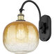 Ballston Brookhaven Sphere 1 Light 10.5 inch Black Antique Brass Swing Arm Sconce Wall Light in Amber Glass