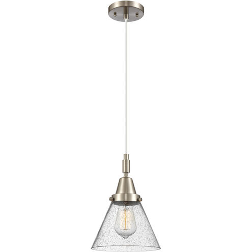 Downtown Urban Cone 1 Light 7.75 inch Brushed Satin Nickel Mini Pendant Ceiling Light in Seedy
