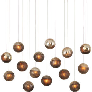 Pathos 15 Light 48 inch Antique Silver and Antique Gold and Matte Charcoal Multi-Drop Pendant Ceiling Light
