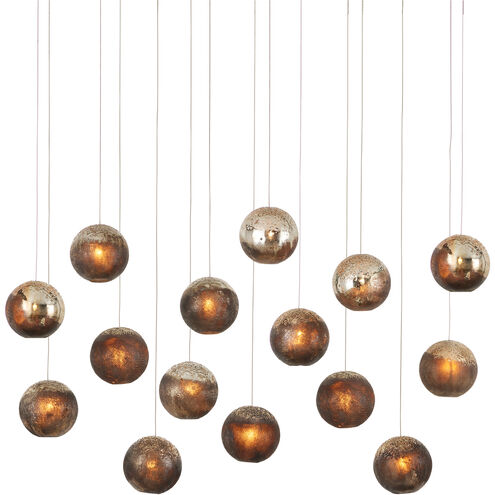 Pathos 15 Light 48 inch Antique Silver and Antique Gold and Matte Charcoal Multi-Drop Pendant Ceiling Light