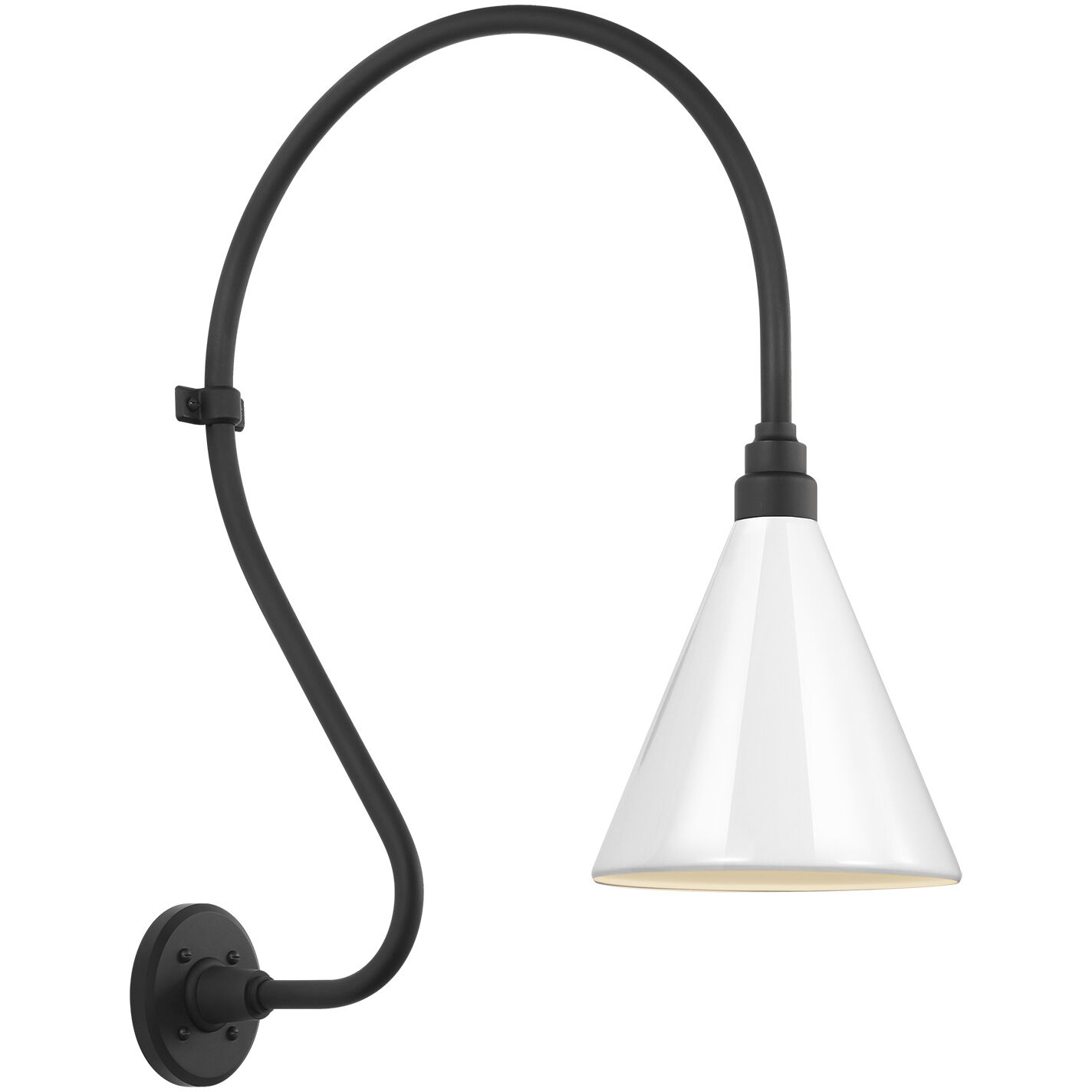 Thomas O'Brien Academy Barn Light LED 27 inch Matte Black Larrabee Barn Light in 9" White Conical Savannah Shade