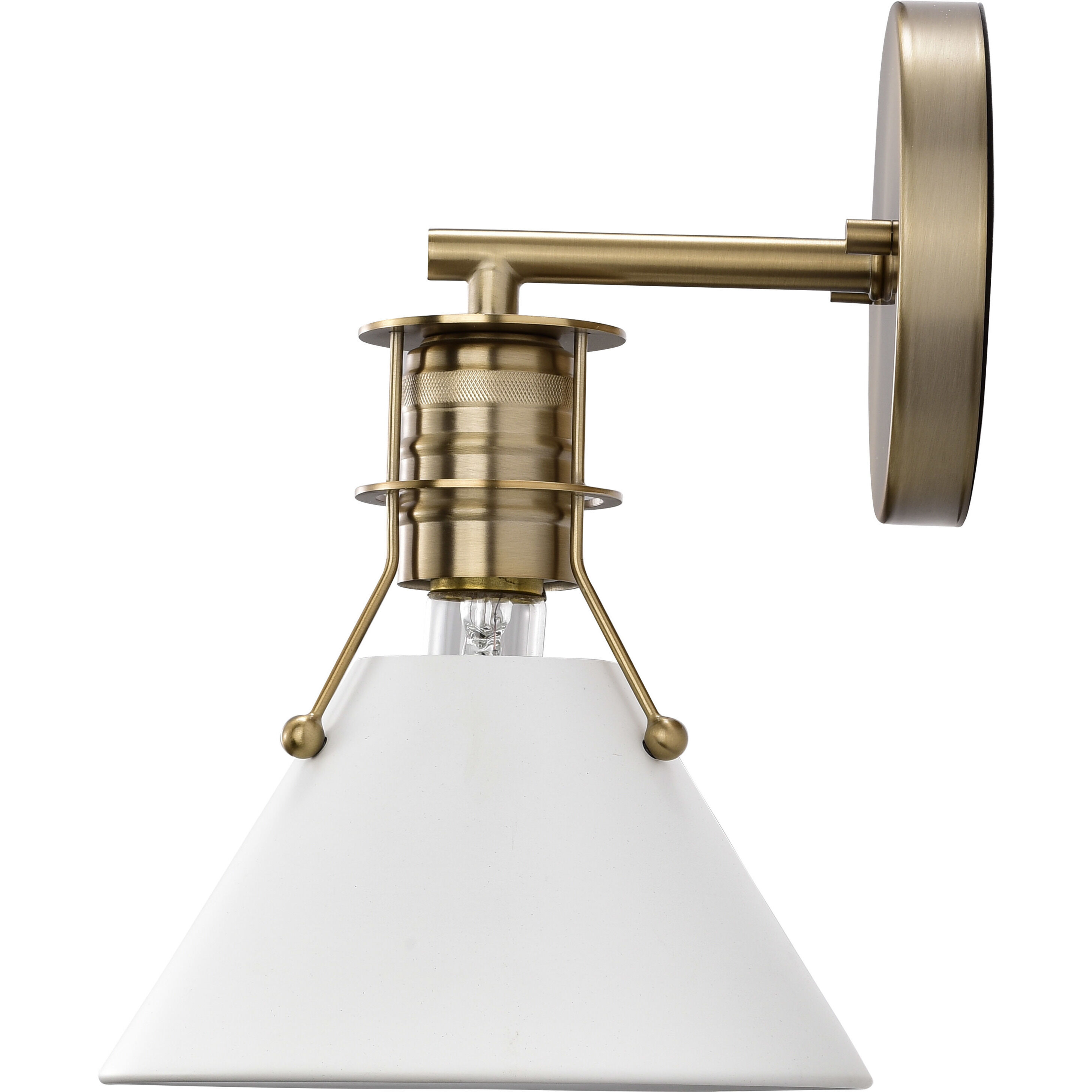 Outpost 1 Light 7 inch Matte White/Burnished Brass Bathroom Vanity Lights Wall Light