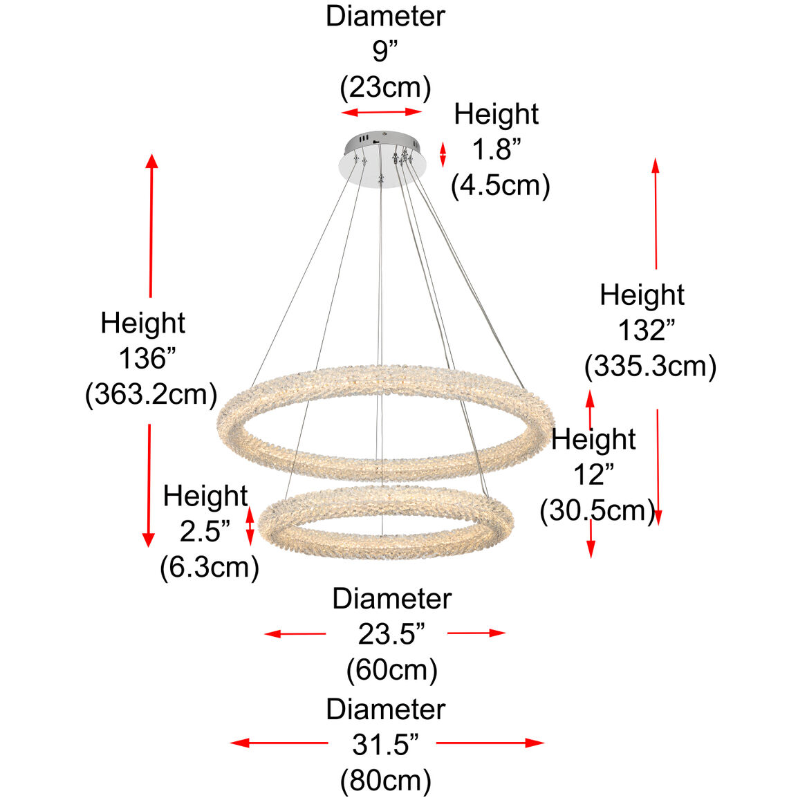 Bowen 2 Light 32 inch Chrome Chandelier Ceiling Light