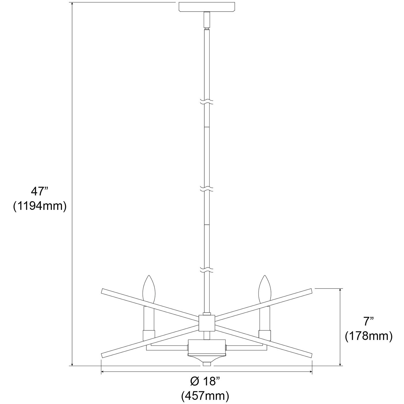 Paloma 4 Light 18 inch Polished Chrome with Matte Black Chandelier Ceiling Light