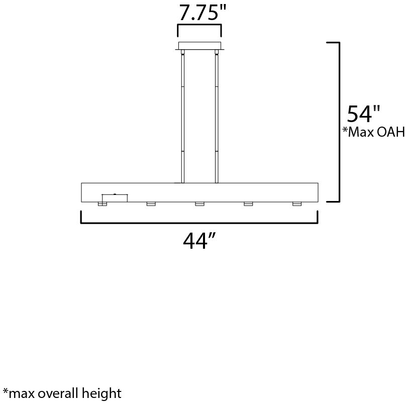 Beam LED LED 44 inch Black and Polished Chrome Linear Pendant Ceiling Light