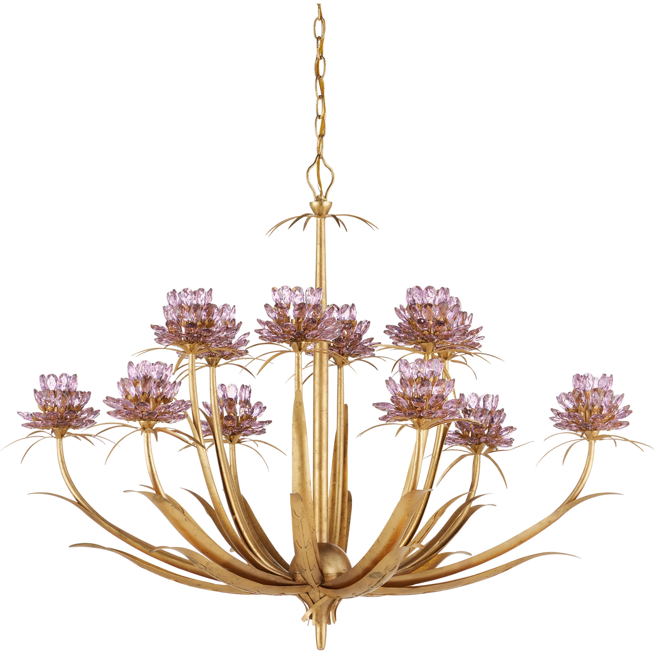 Marilee 12 Light 44 inch Pink/Dutch Gold Leaf Chandelier Ceiling Light, Large