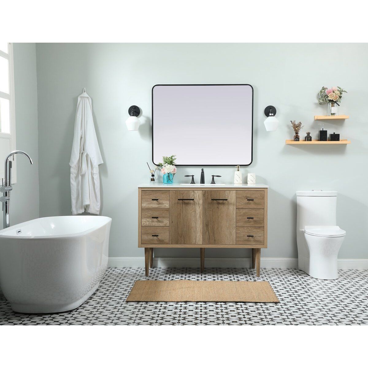 Cyrus 48 X 22 X 34 inch Natural Oak Vanity Sink Set