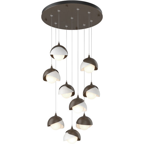 Brooklyn 9 Light 20.5 inch Bronze and White Pendant Ceiling Light in Bronze/White, Round