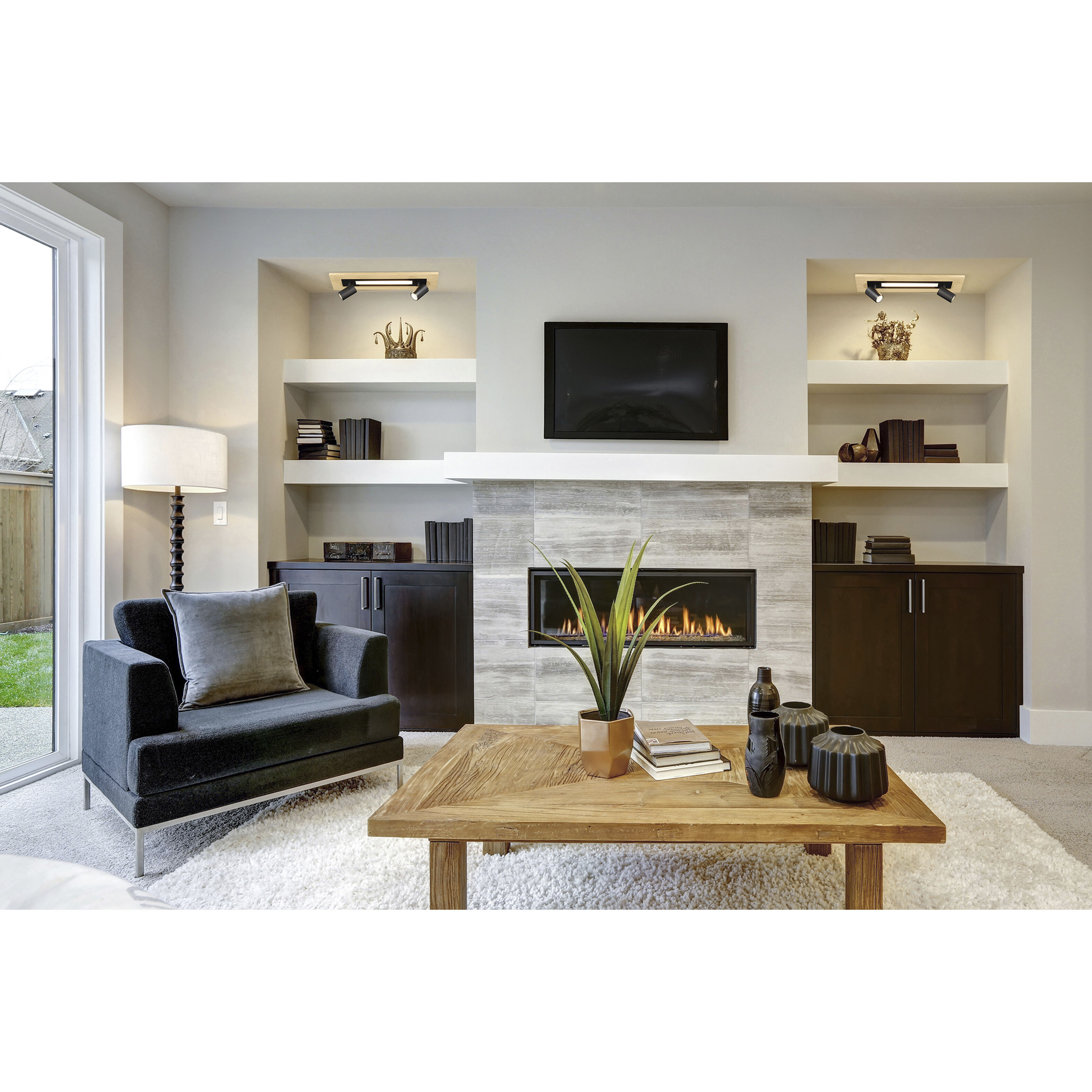 Torrestralle LED 27.17 inch Natural and Black Flush Mount Ceiling Light