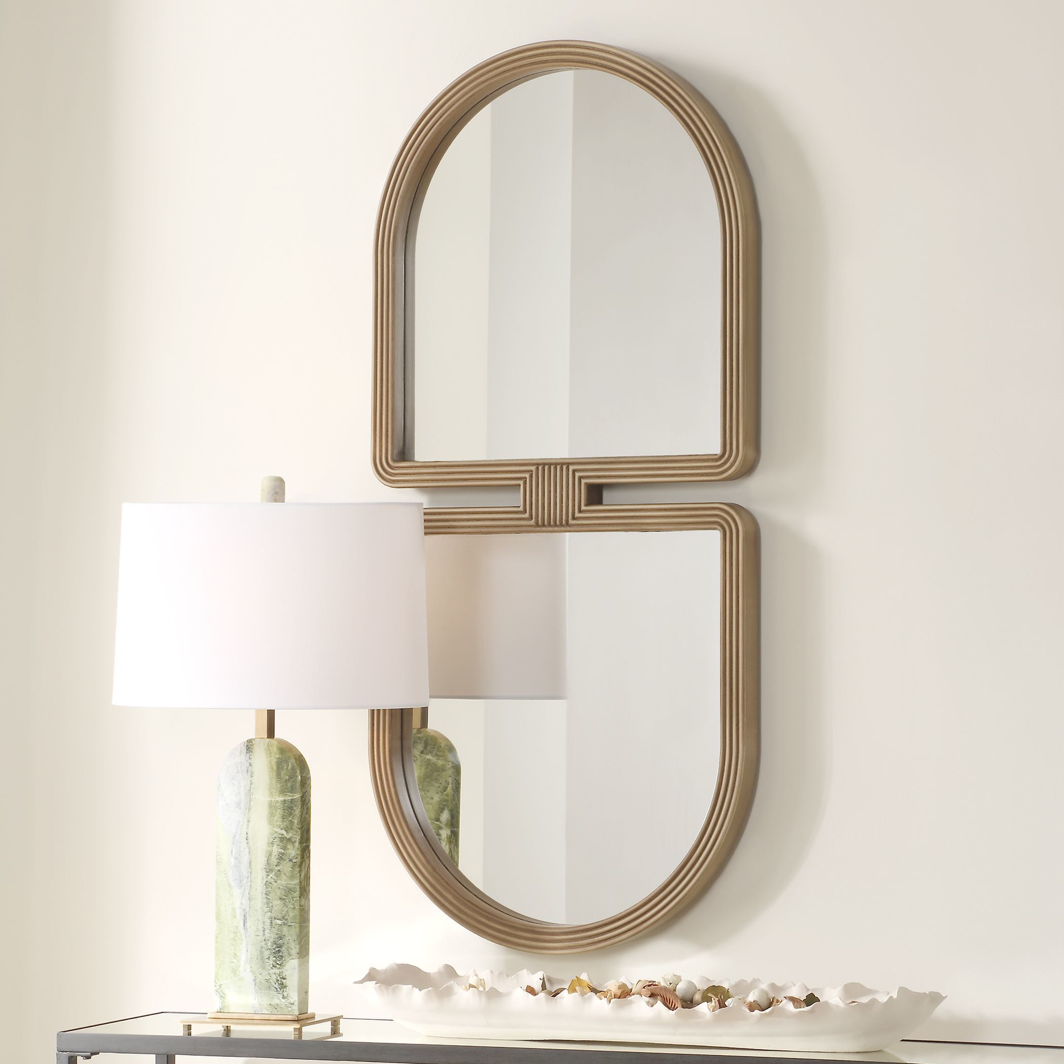 Jacques 47.5 X 22 inch Antiqued Gold Mirror