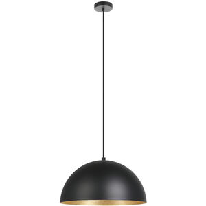 Rafaelino 1 Light 15 inch Structured Black and Gold Leaf Pendant Ceiling Light