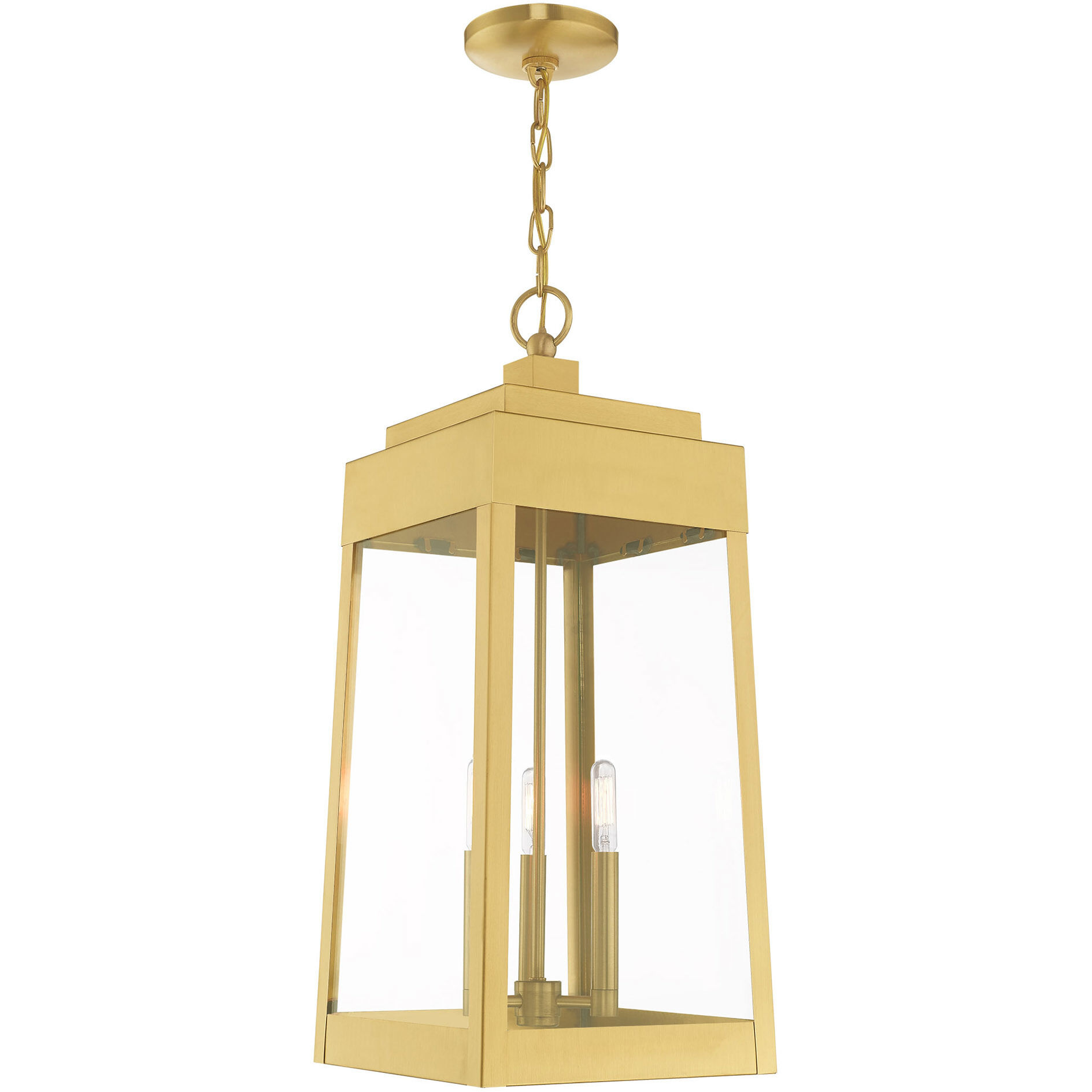 Oslo 3 Light 11 inch Satin Brass Outdoor Pendant Lantern