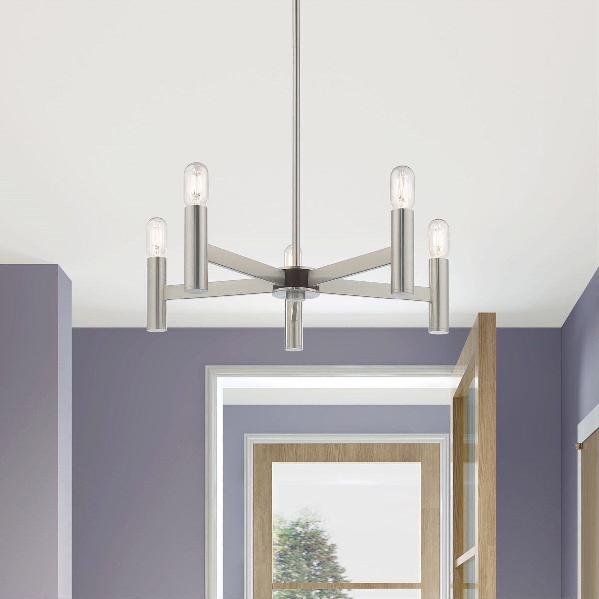 Copenhagen 5 Light 25 inch Brushed Nickel Chandelier Ceiling Light