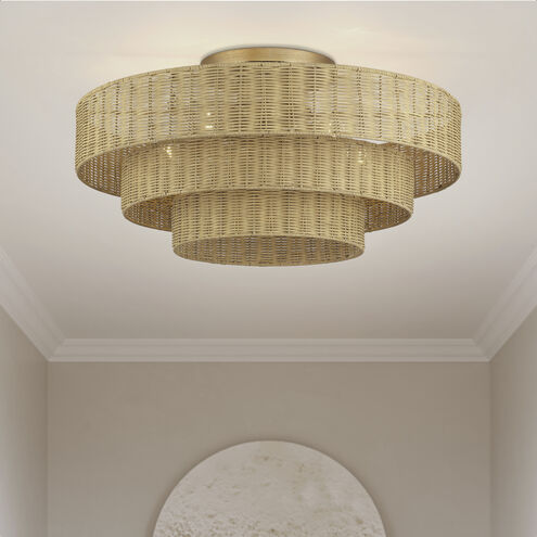 Weavington 5 Light 28 inch Antique Gold Leaf Semi Flush Mount Ceiling Light, Extra Large