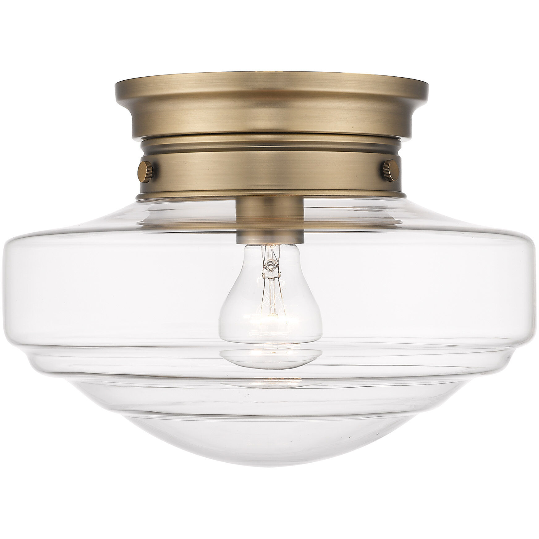 Ingalls 1 Light 12 inch Modern Brass Semi-Flush Mount Ceiling Light in Clear Glass