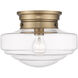 Ingalls 1 Light 12 inch Modern Brass Semi-Flush Mount Ceiling Light in Clear Glass