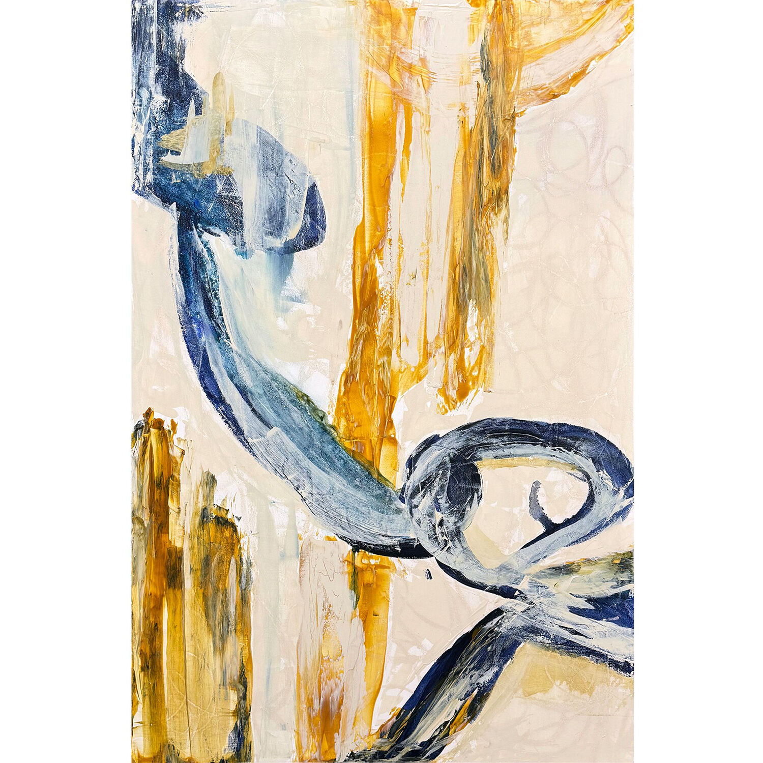 United Pursuit Blue and Beige and Yellow Wall Sculpture, The Studio