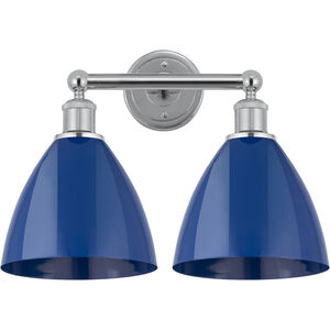 Edison Plymouth Dome 2 Light 17 inch Polished Chrome Bath Vanity Light Wall Light in Blue