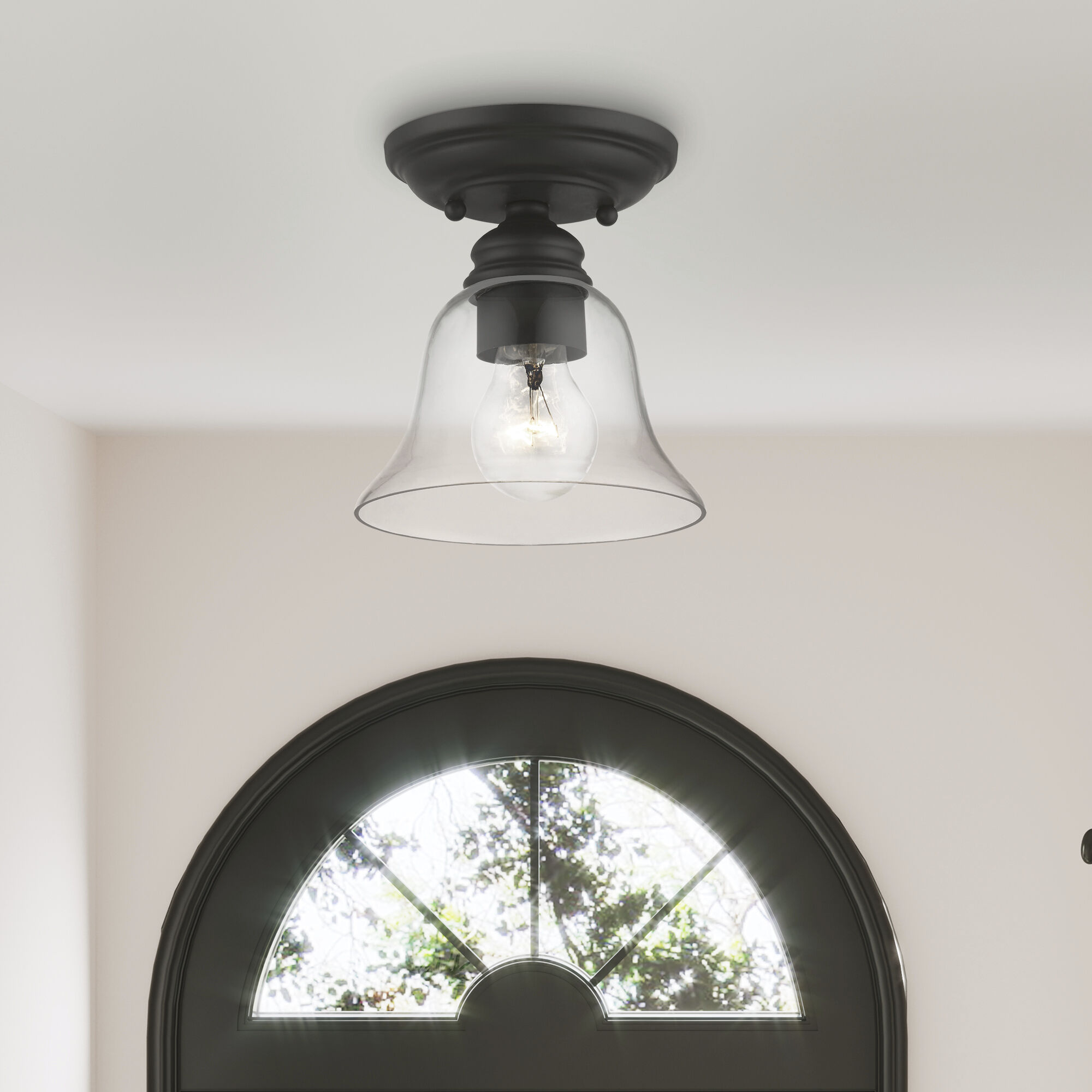 Moreland 1 Light 6 inch Black Small Semi-Flush Ceiling Light, Small