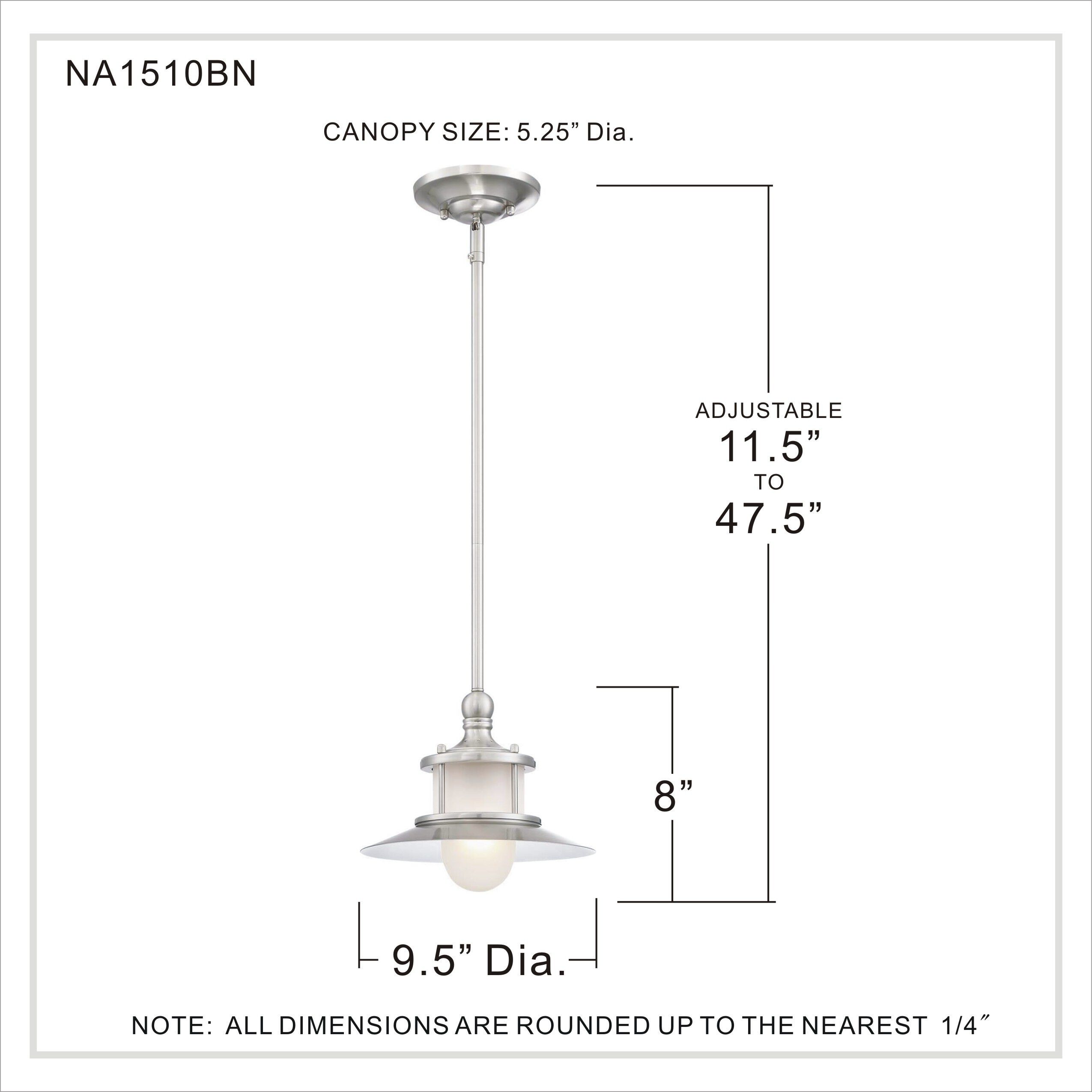 New England 1 Light 10 inch Brushed Nickel Mini Pendant Ceiling Light